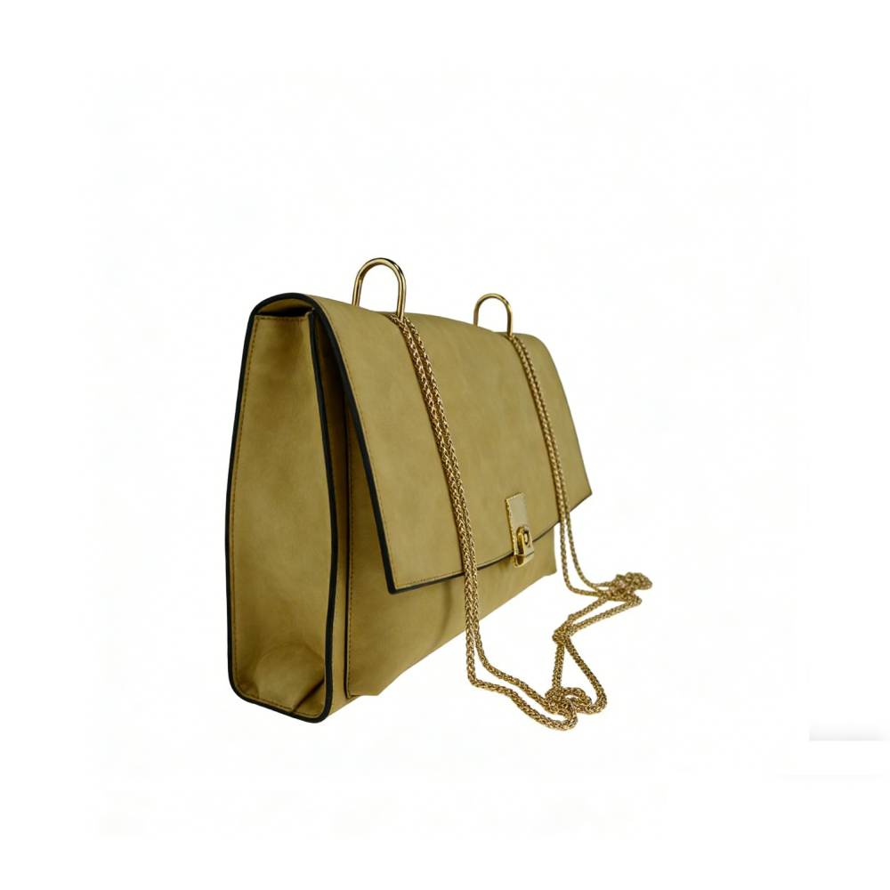 Beige Structured Chain Bag - Side View