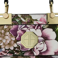 Floral Print Handbag - Gold Hardware & Floral Pattern Detail View