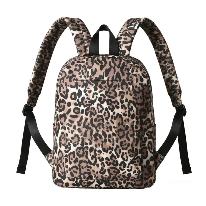 Leopard Print Backpack with Padded Shoulder Straps - Back View