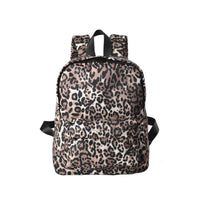 Leopard Print Backpack with Front Zipper Pocket - Full Front View