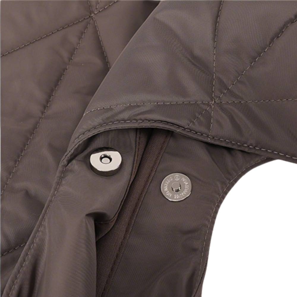Dark Brown Quilted Nylon Hobo Bag - Snap Button Closure Detail