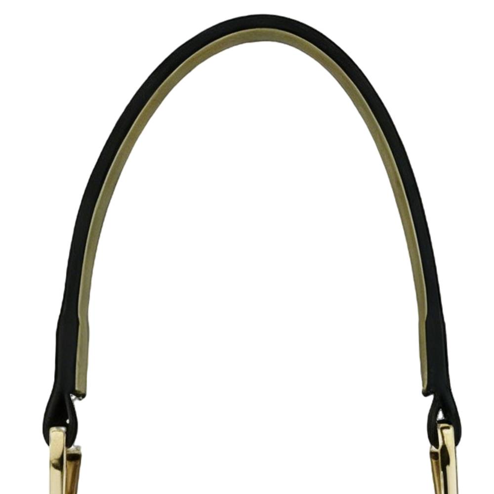 Floral Print Handbag - Black & Gold Top Handle Detail View
