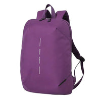 Purple Minimalist Lightweight Backpack with Zipper Pockets - Full Front View