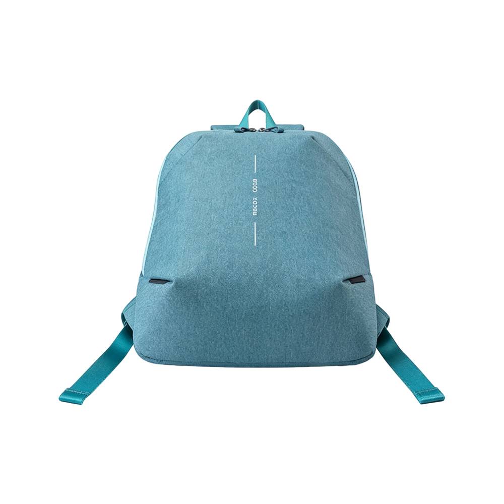 Light Blue Heathered Backpack - Back View with Side Pockets