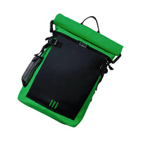 Green & Black Color Block Roll Top Backpack with Mesh Pocket - Front Angle View
