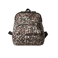 Leopard Print Backpack - Close-Up Front View with Pocket Detail