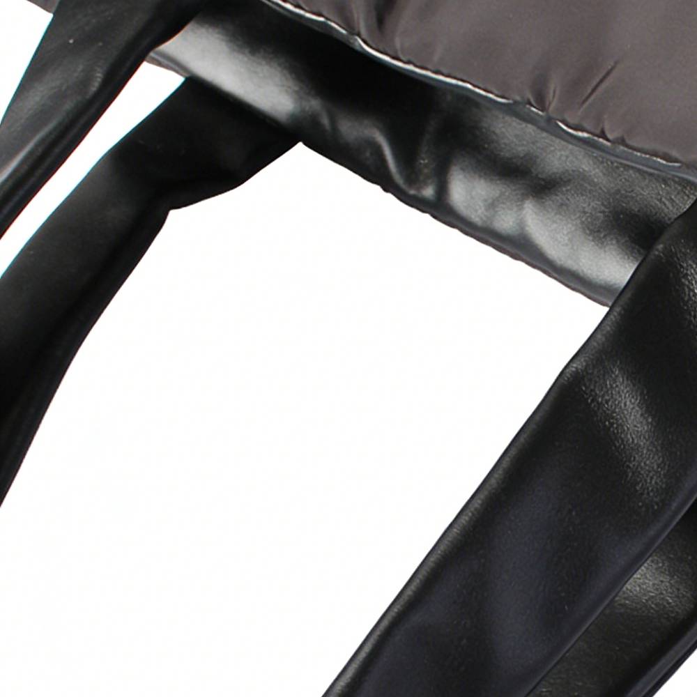 Quilted Tote Bag - Black Faux Leather Handle Detail