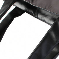 Quilted Tote Bag - Black Faux Leather Handle Detail