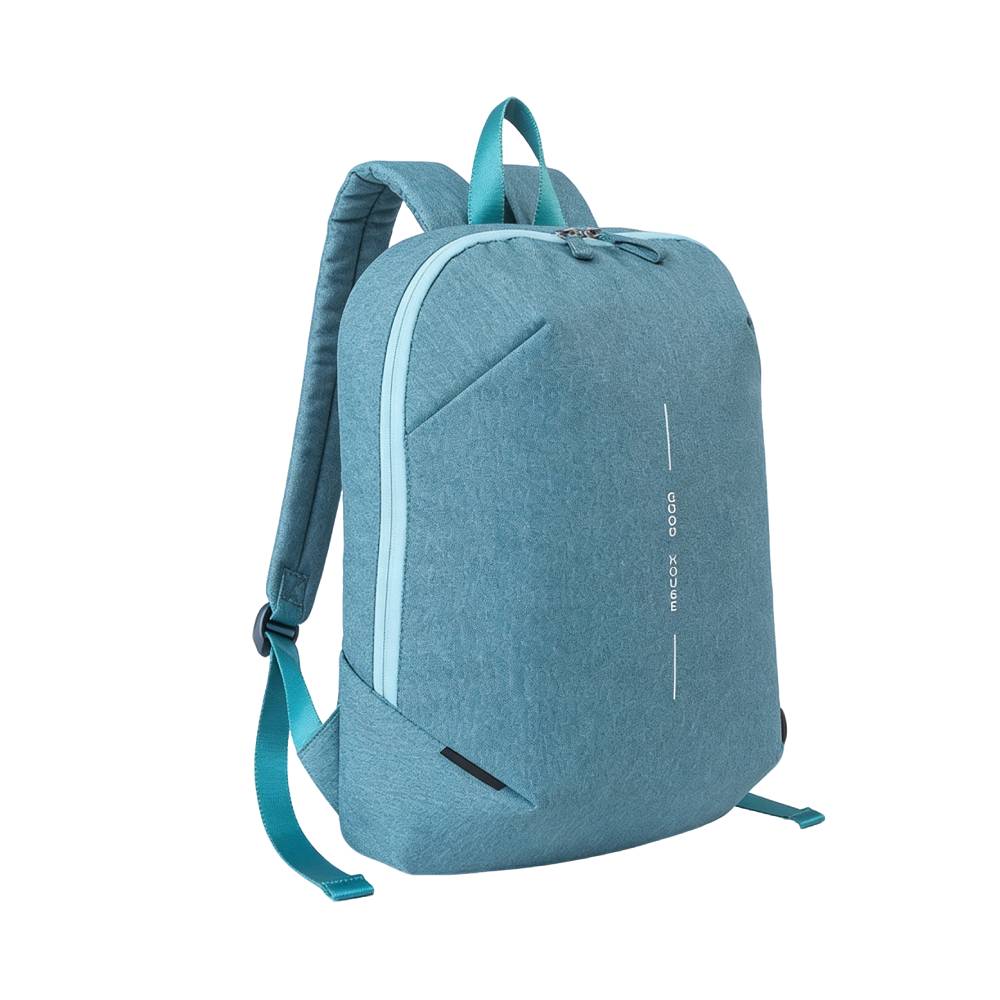 Light Blue Minimalist Backpack with Side Zipper Pocket - Right Side View