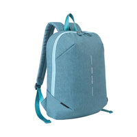 Light Blue Minimalist Backpack with Side Zipper Pocket - Right Side View
