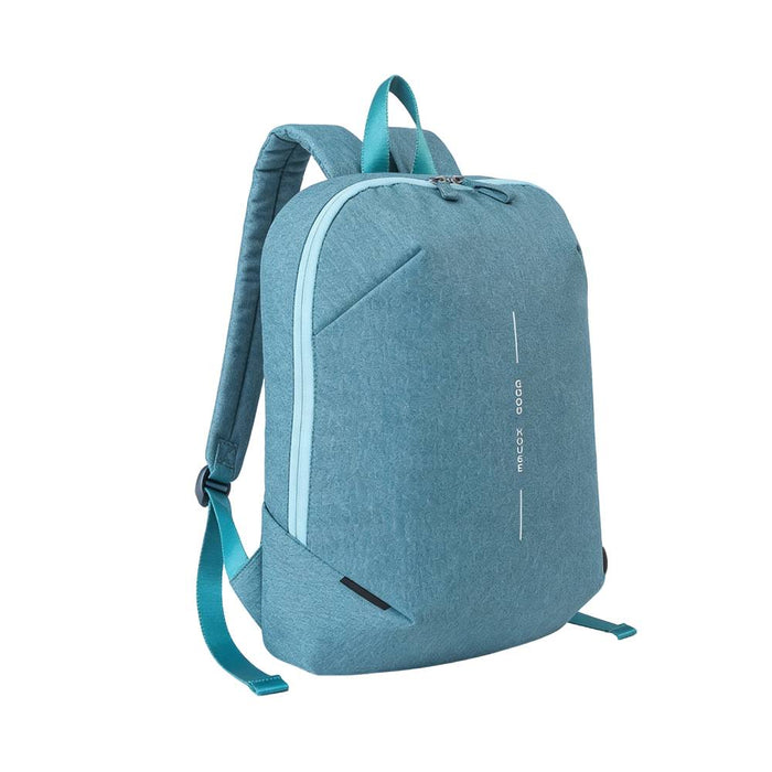 Light Blue Minimalist Backpack with Side Zipper Pocket - Right Side View