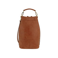 Tan Bucket Bag - Back View with Top Handle & Shoulder Strap