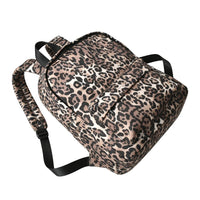 Leopard Print Backpack with Side Pocket - Side Angle View
