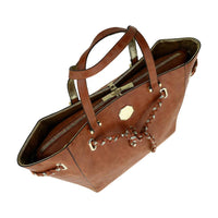 Tan Tote Bag - Open Interior View with Zipper Pockets