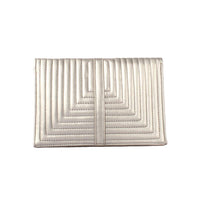Silver Metallic Quilted Geometric Clutch Bag - Front View