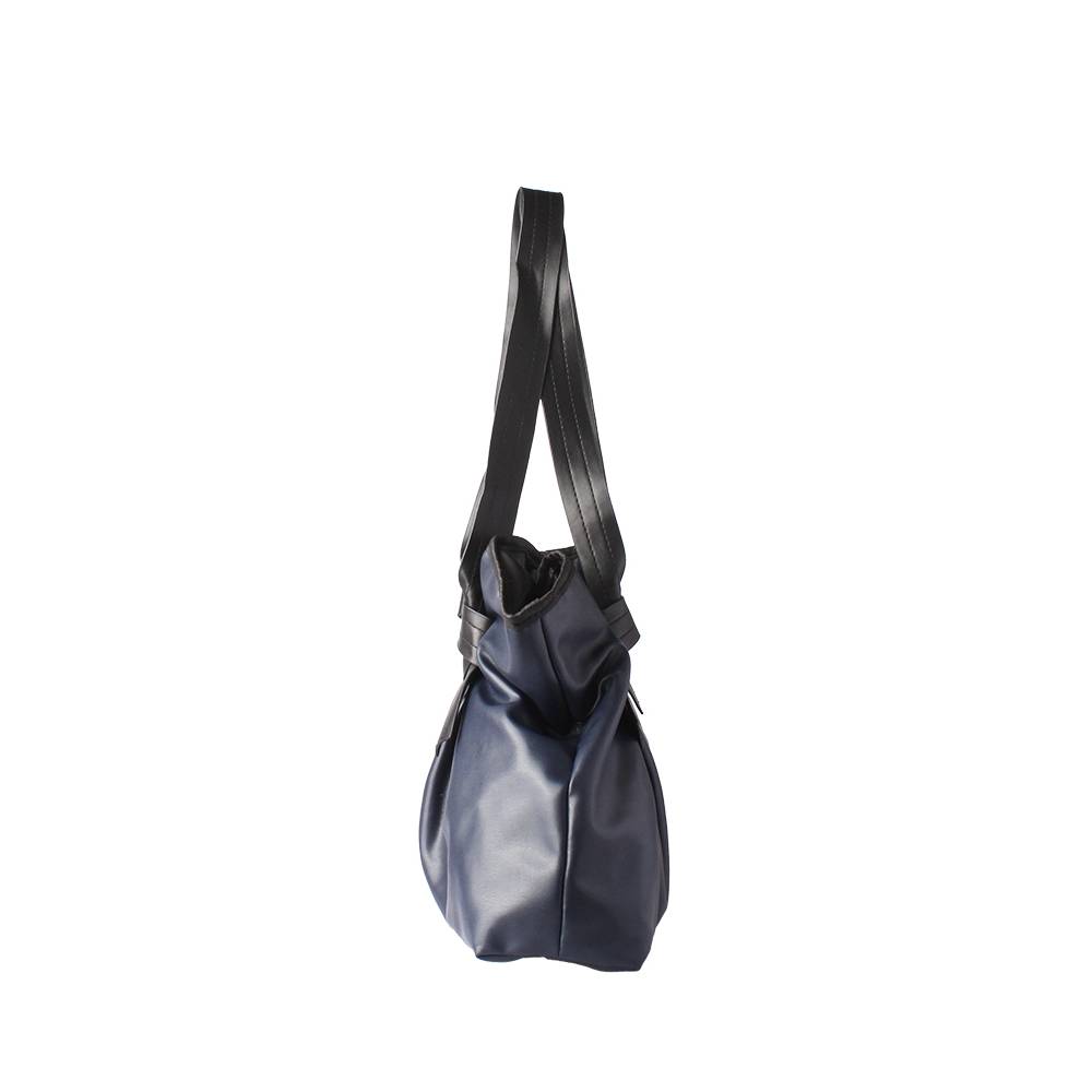 Navy Blue Soft Slouchy Tote Bag - Narrow Front View