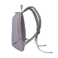 Grey Heathered Minimalist Backpack with Side Zipper Pocket - Side View