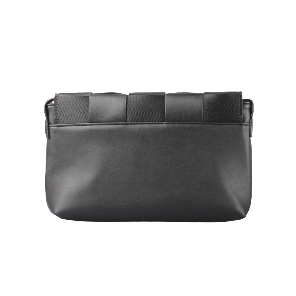 Black Woven Textured Clutch Bag - Back View