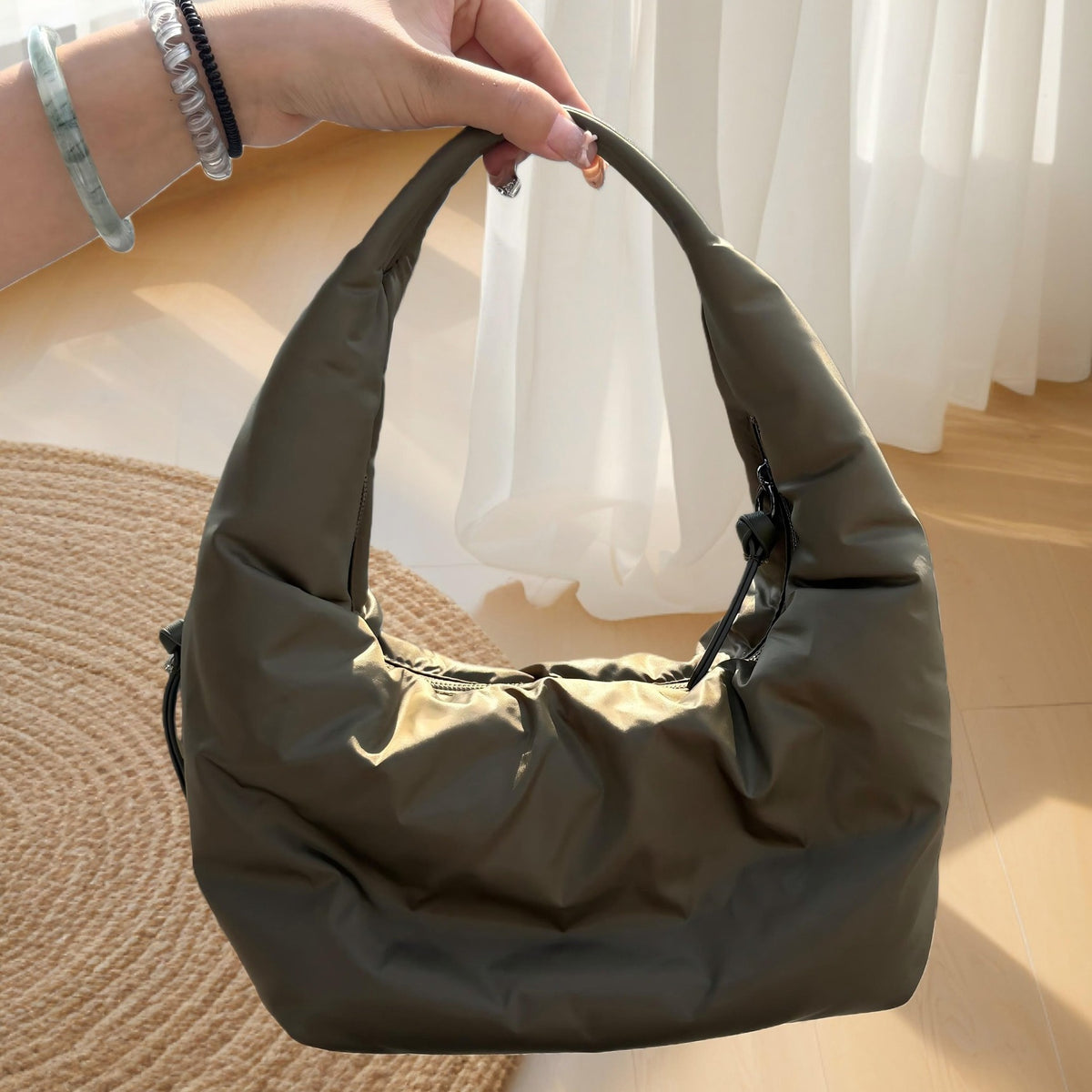 Wholesale Soft Padded Crescent Hobo Bag for Women | Lightweight Quilted Shoulder Handbag | Trendy Casual Tote Purse in Multiple Colors