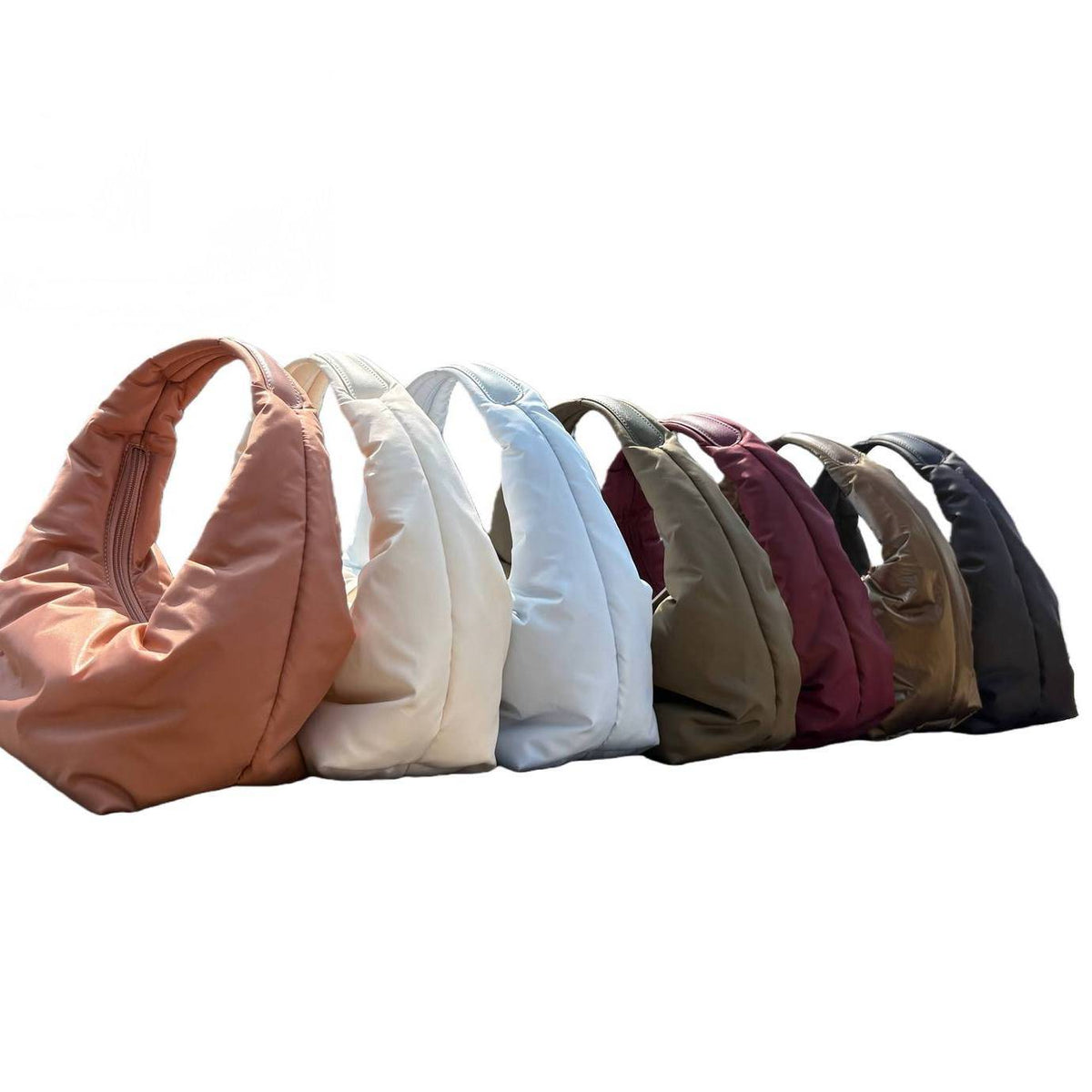 Wholesale Soft Padded Crescent Hobo Bag for Women | Lightweight Quilted Shoulder Handbag | Trendy Casual Tote Purse in Multiple Colors