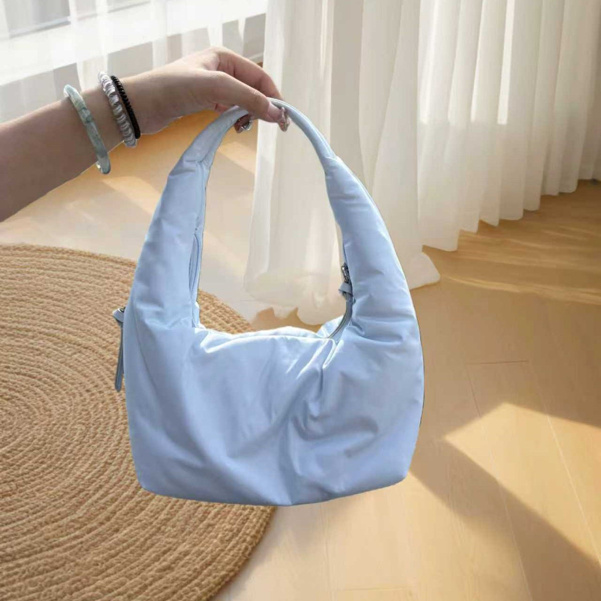 Wholesale Soft Padded Crescent Hobo Bag for Women | Lightweight Quilted Shoulder Handbag | Trendy Casual Tote Purse in Multiple Colors