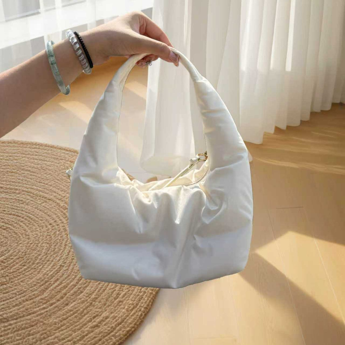 Wholesale Soft Padded Crescent Hobo Bag for Women | Lightweight Quilted Shoulder Handbag | Trendy Casual Tote Purse in Multiple Colors