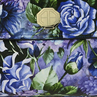 Blue & Purple Floral Handbag - Close-Up Floral Print Detail View