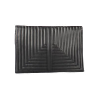 Black Quilted Geometric Pattern Clutch Bag - Front View