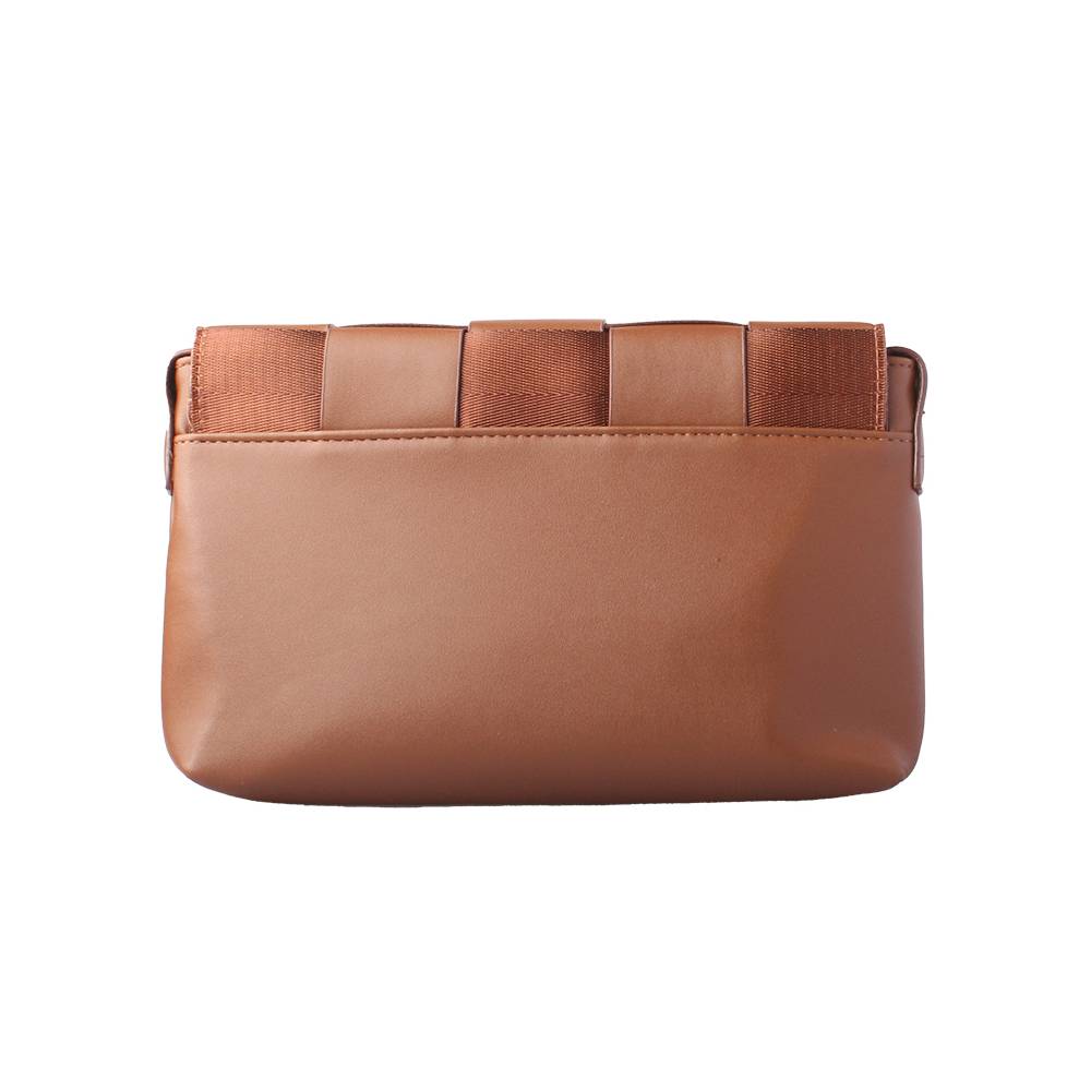 Brown Woven Textured Clutch Bag - Back View