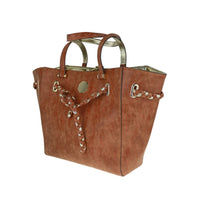 Tan Tote Bag - Right Side View with Braided Rope Detail