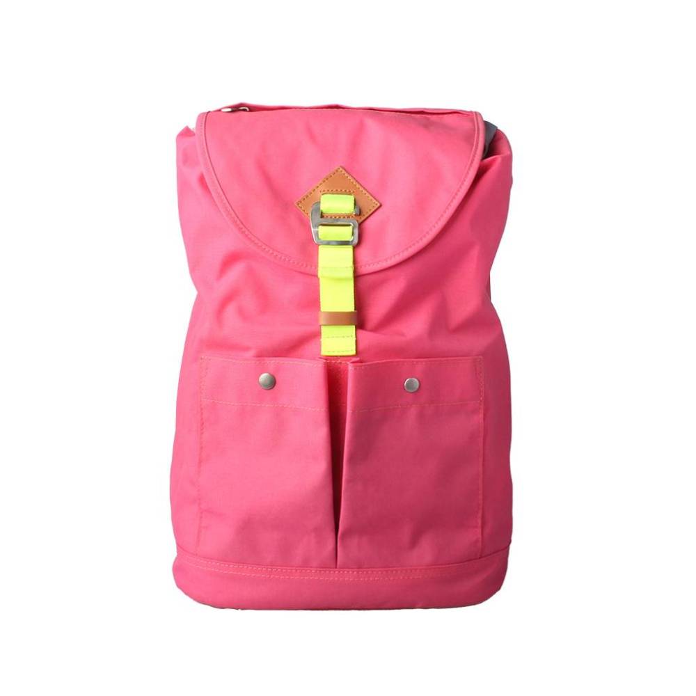 Pink Minimalist Canvas Backpack with Front Pockets - Full Front View
