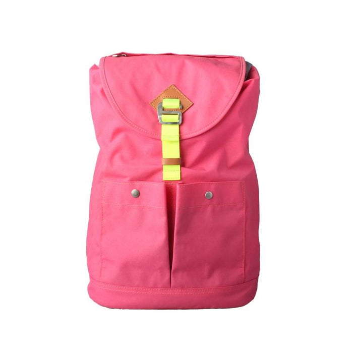 Pink Minimalist Canvas Backpack with Front Pockets - Full Front View