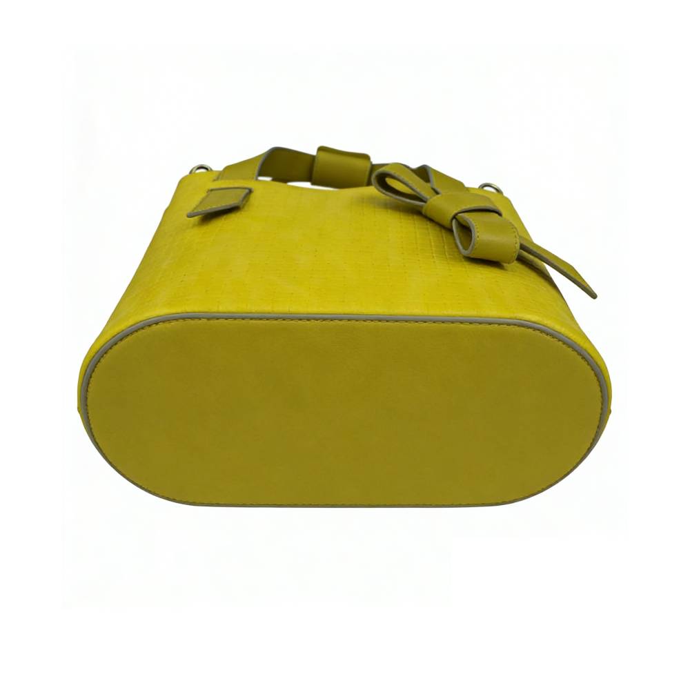 Bright Yellow Tote Bag - Bottom View with Oval Base