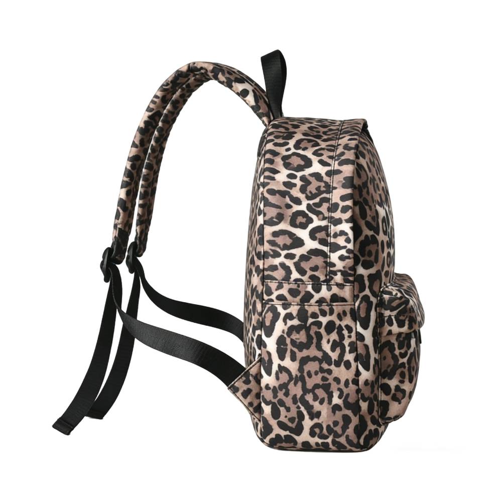 Leopard Print Backpack - Right Side View with Adjustable Straps