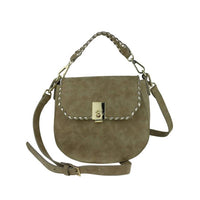 Olive Green Suede Saddle Bag with Convertible Straps - Full Front View