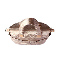 Champagne Gold Padded Quilted Bag - Top View with Zipper Closure