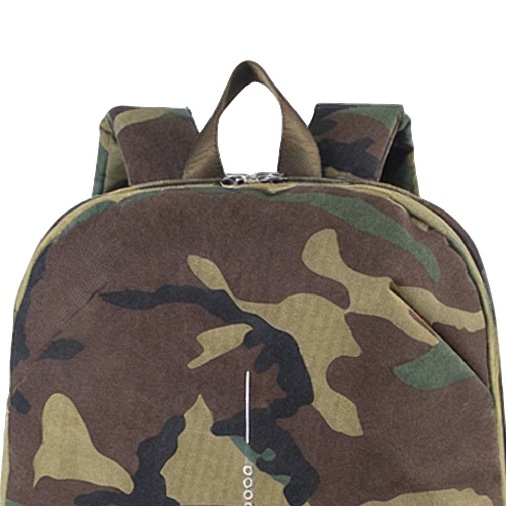 Camouflage Backpack - Front Print & Side Pocket Detail View