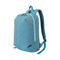 Light Blue Heathered Backpack - Left Side View with Zipper Pocket