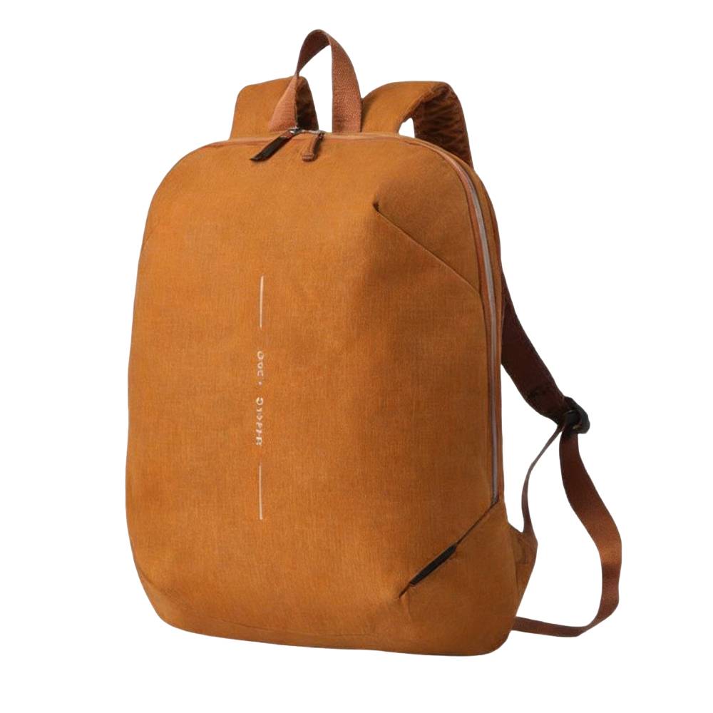 Caramel Brown Lightweight Backpack with Zipper Pockets - Full Front View