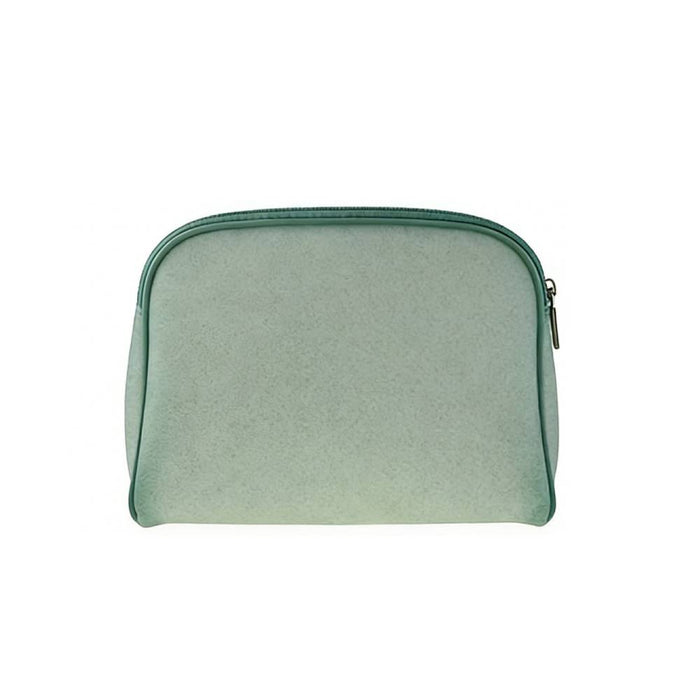 Large mint green curved-top zippered pouch with smooth texture and silver zipper pull, designed for spacious storage of essentials.