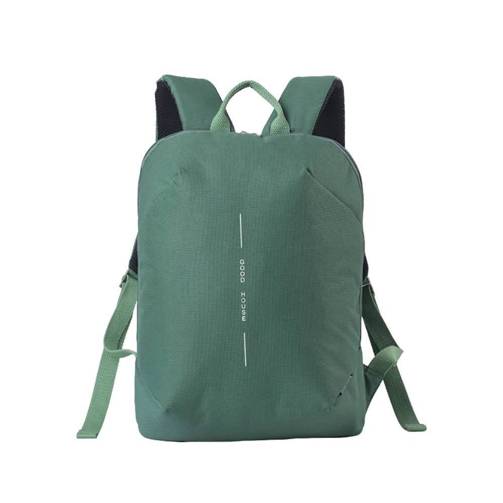 Sage Green Lightweight Backpack with Breathable Back Panel - Full Front View